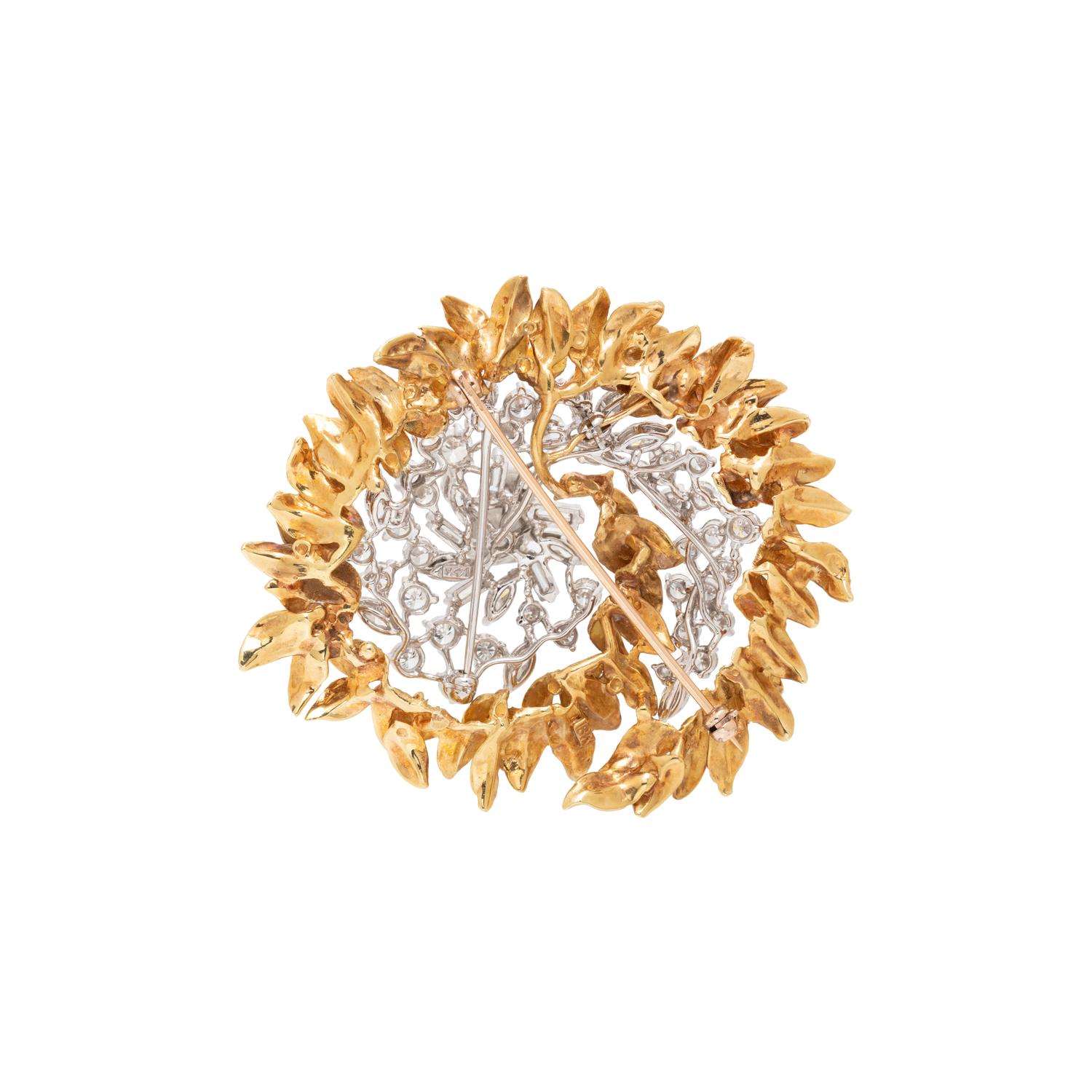 BICOLOR GOLD AND DIAMOND CONVERTIBLE BROOCH