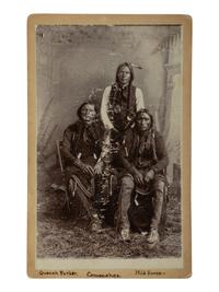 [NATIVE AMERICANS] SAWYER, W.L., photog. Boudoir card of Comanches incl. Quanah Parker.