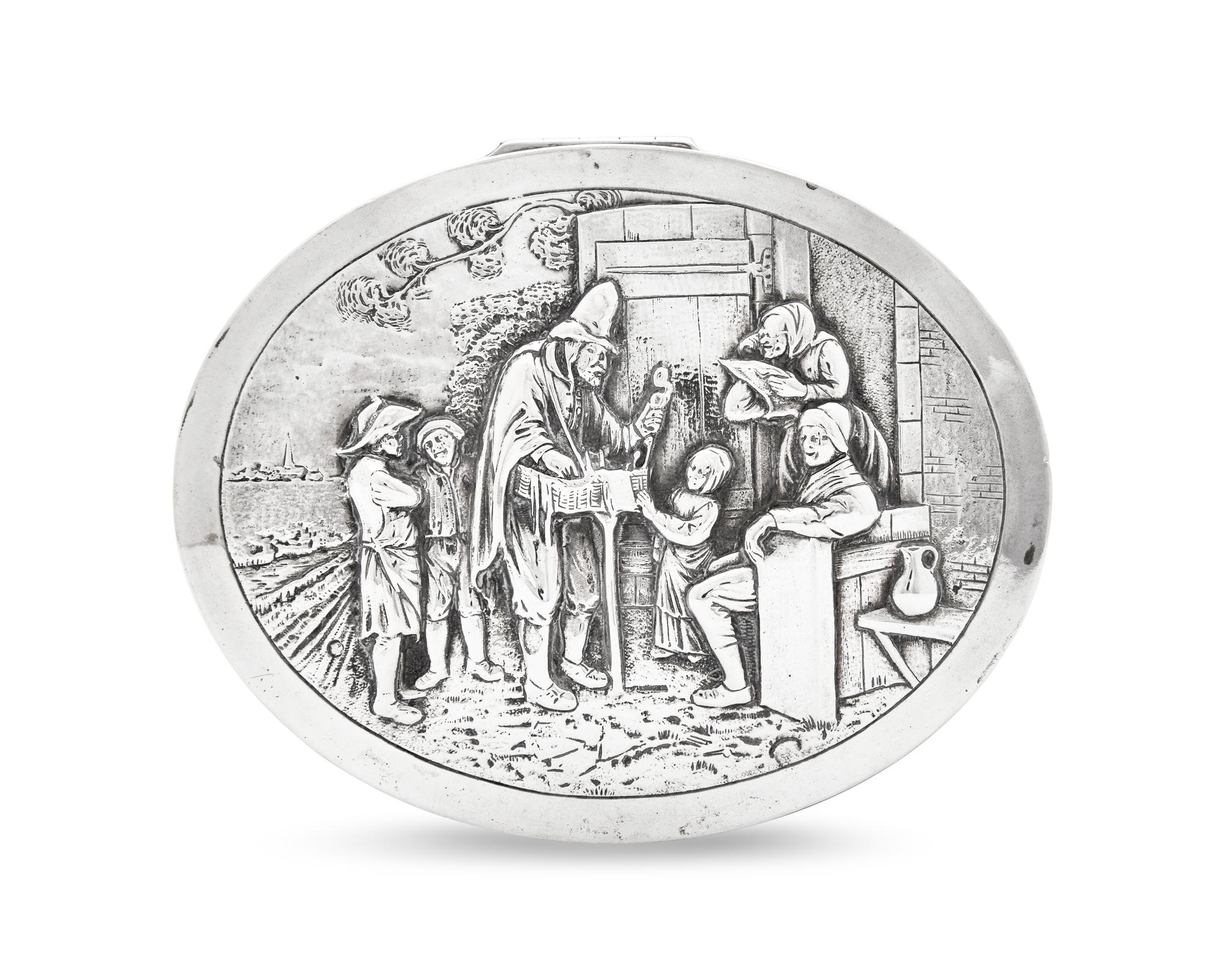 A Dutch Silver Tea Caddy