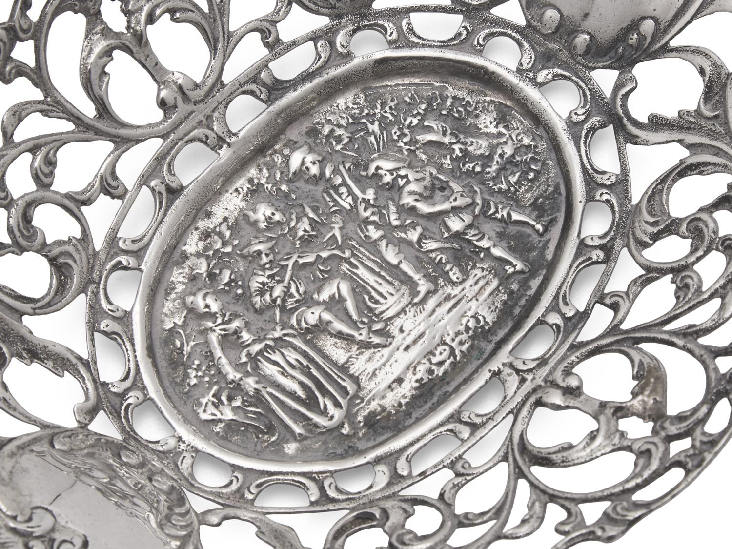 A Group of Six Continental and American Silver Repousse and Reticulated Articles