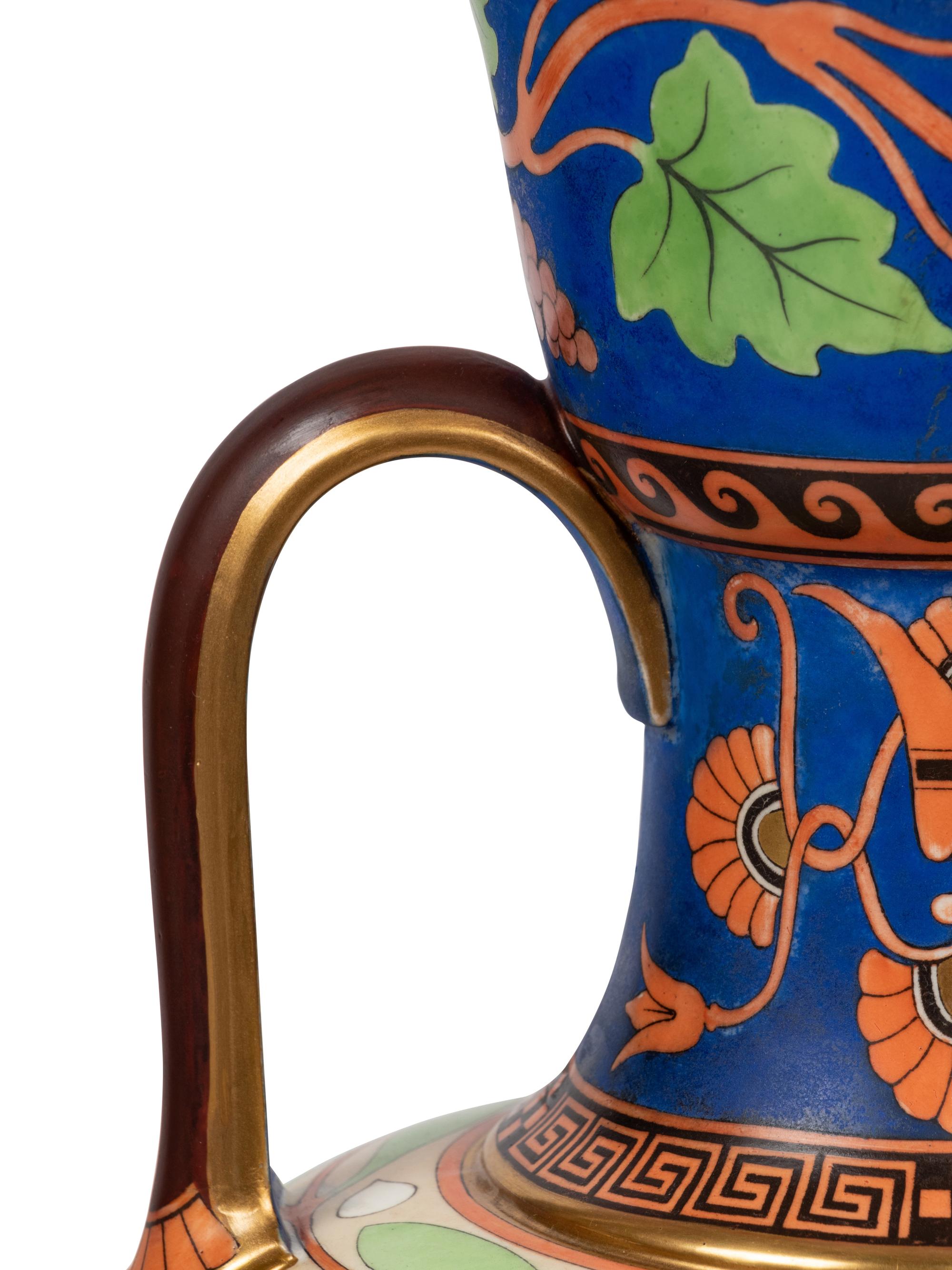 A Pair of Samuel Alcock Redware Greek Revival Twin-Handled Urns