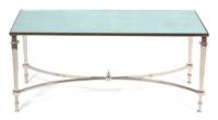 A Neoclassical Style Silvered Metal Coffee Table Height 19 x width 43 1/2 x depth 19 1/2 inches. — 20TH CENTURY