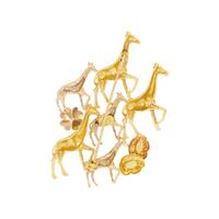 TRICOLOR GOLD GIRAFFE BROOCH
