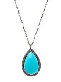 A Blackened Gold, Turquoise and Black Diamond Pendant/Necklace,