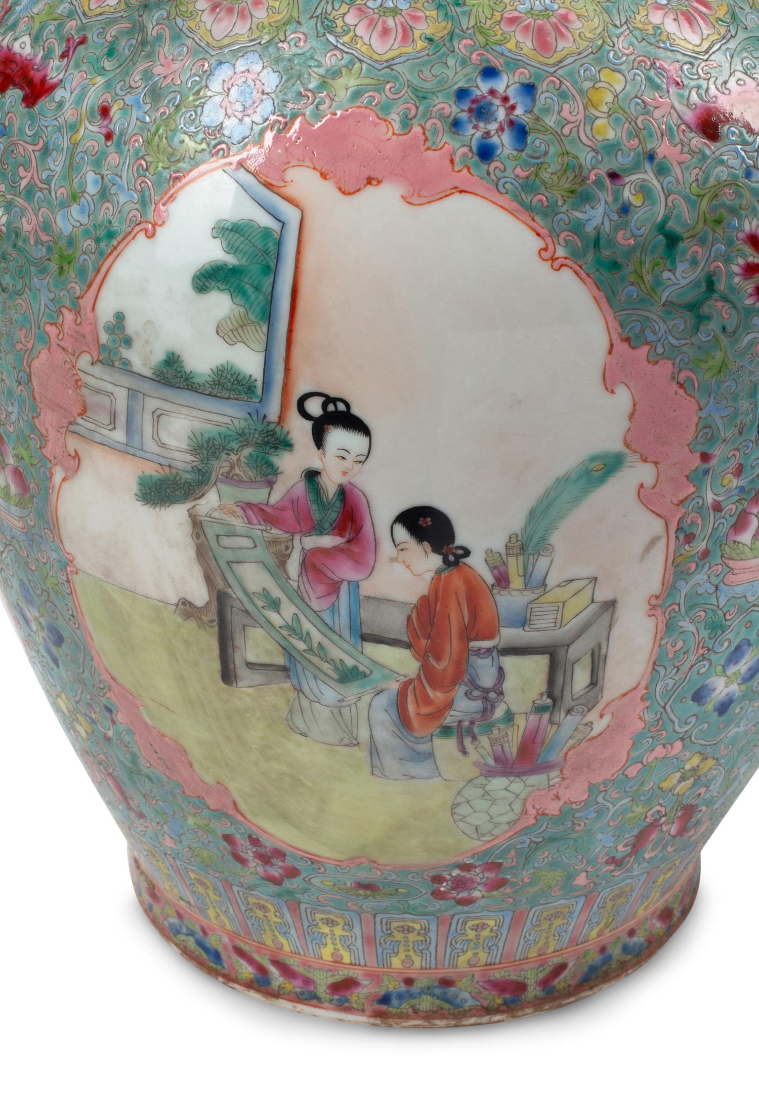 A Pair of Chinese Porcelain Vases with Elephant Handles
