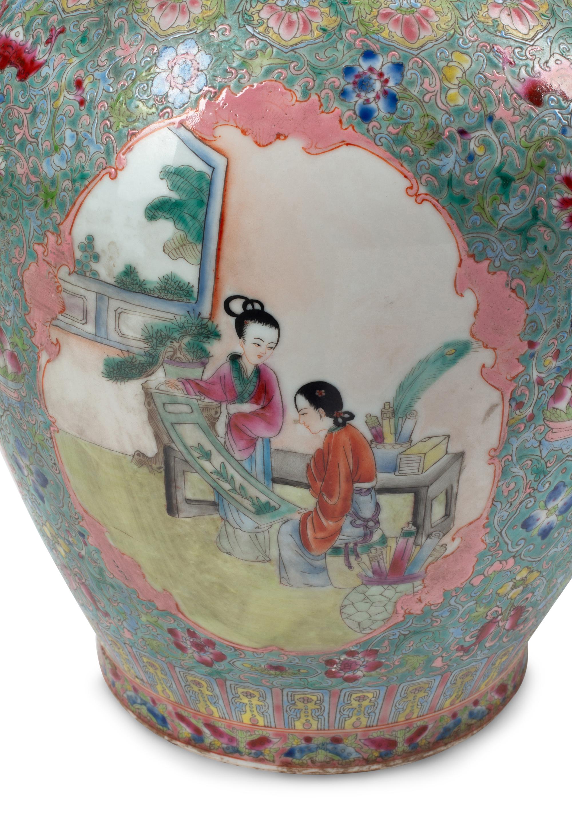 A Pair of Chinese Porcelain Vases with Elephant Handles
