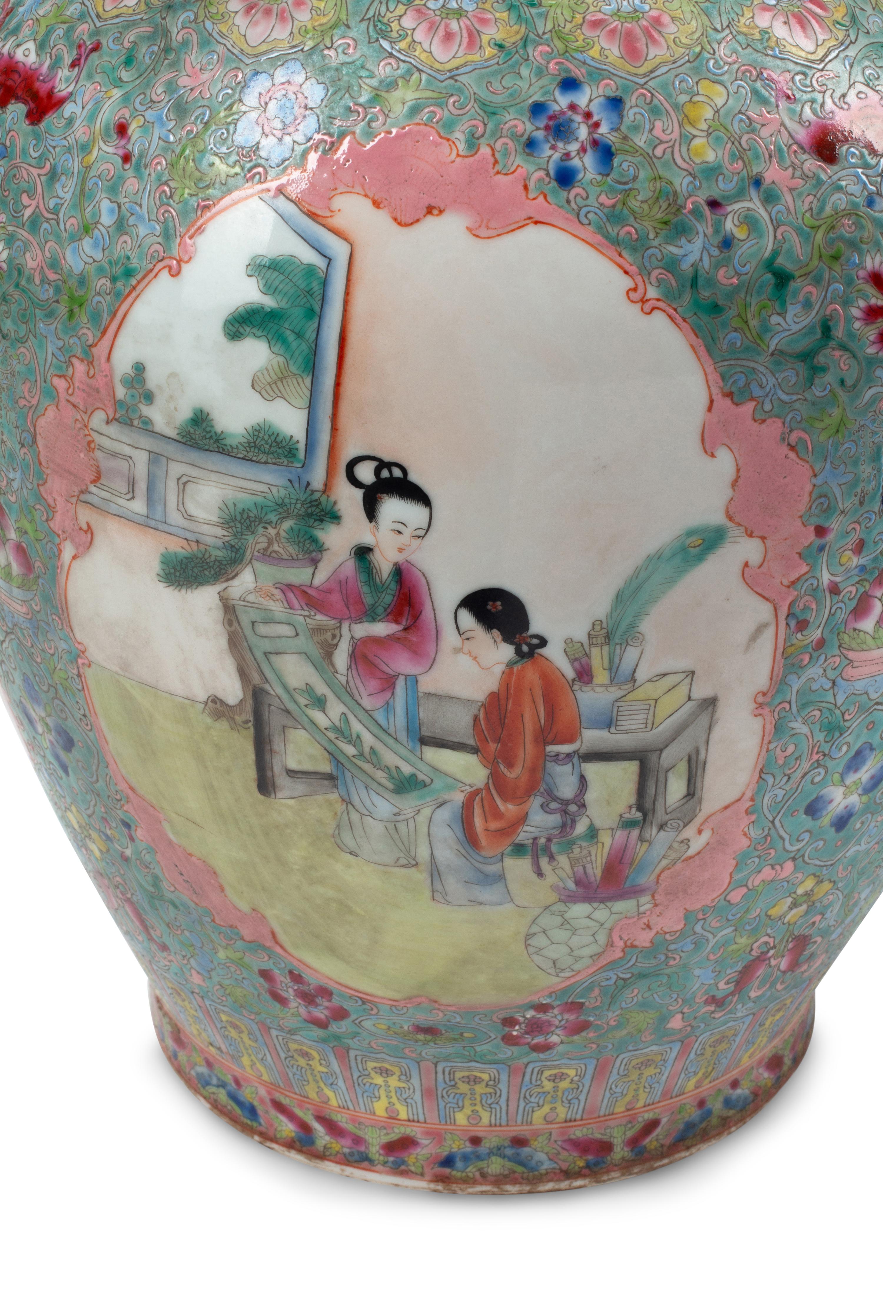 A Pair of Chinese Porcelain Vases with Elephant Handles