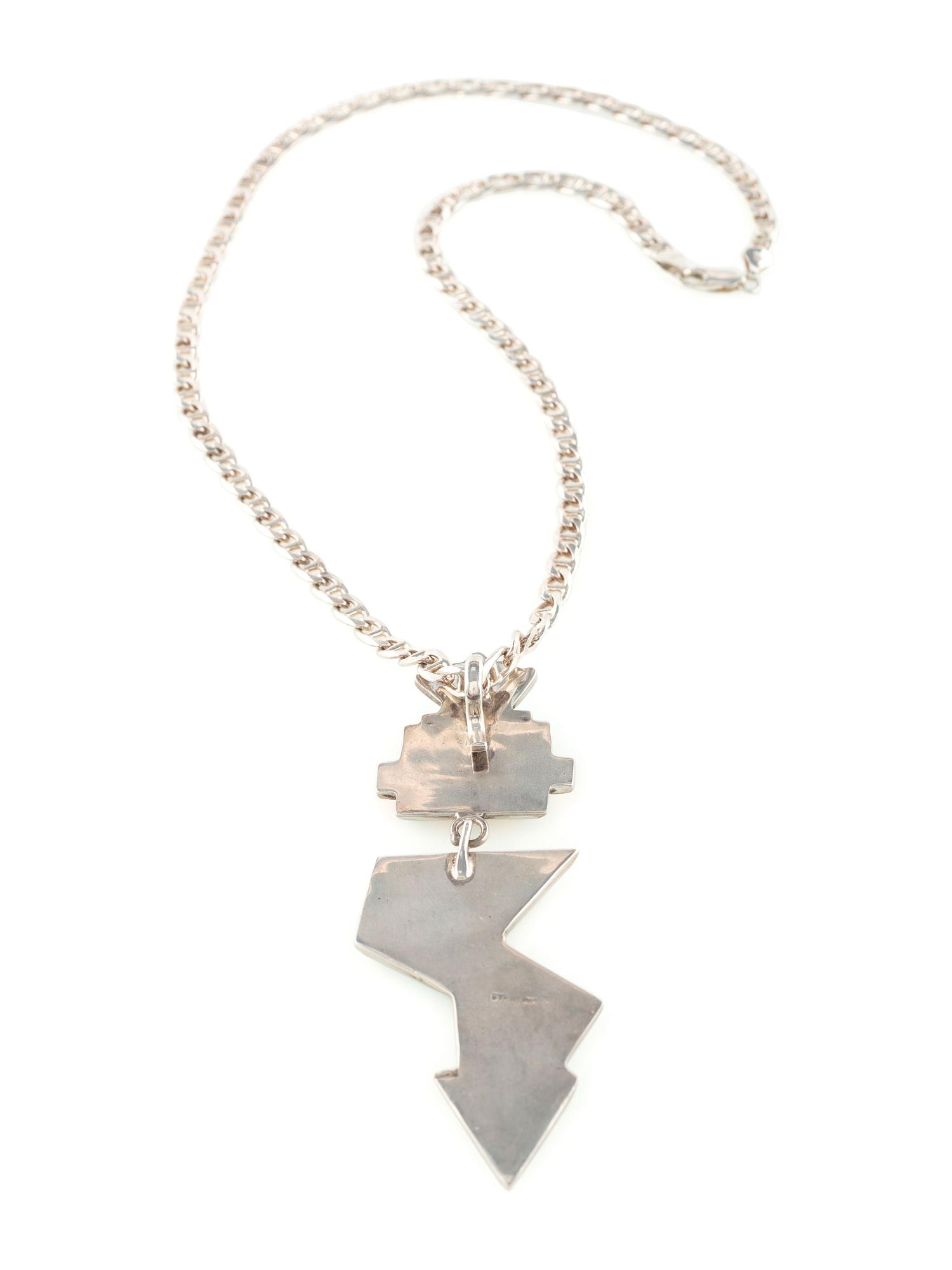 Zuni Sterling Silver and Mosaic Inlay Katsina Pendant