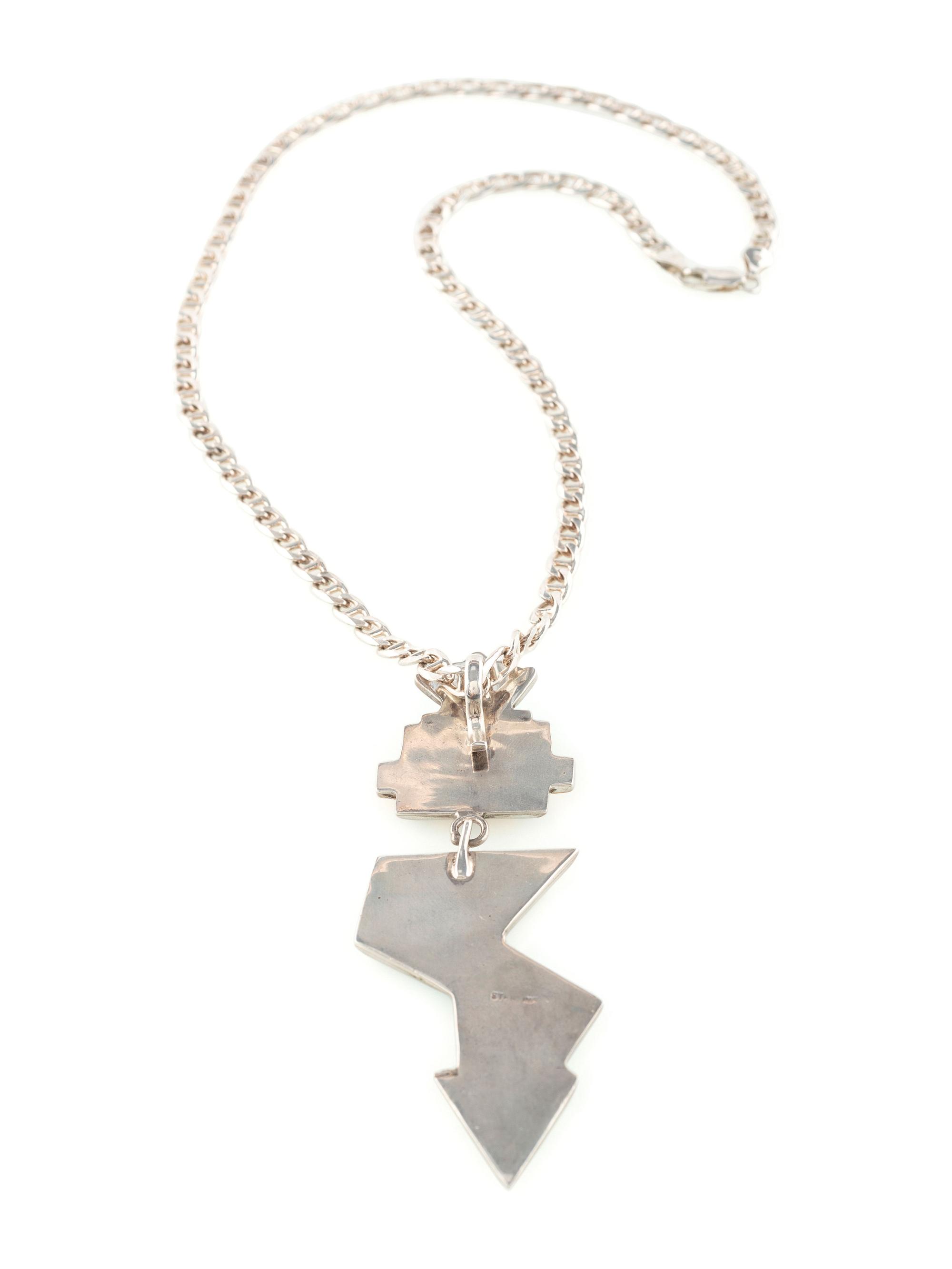 Zuni Sterling Silver and Mosaic Inlay Katsina Pendant
