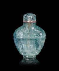 A Small Carved Aquamarine Snuff Bottle