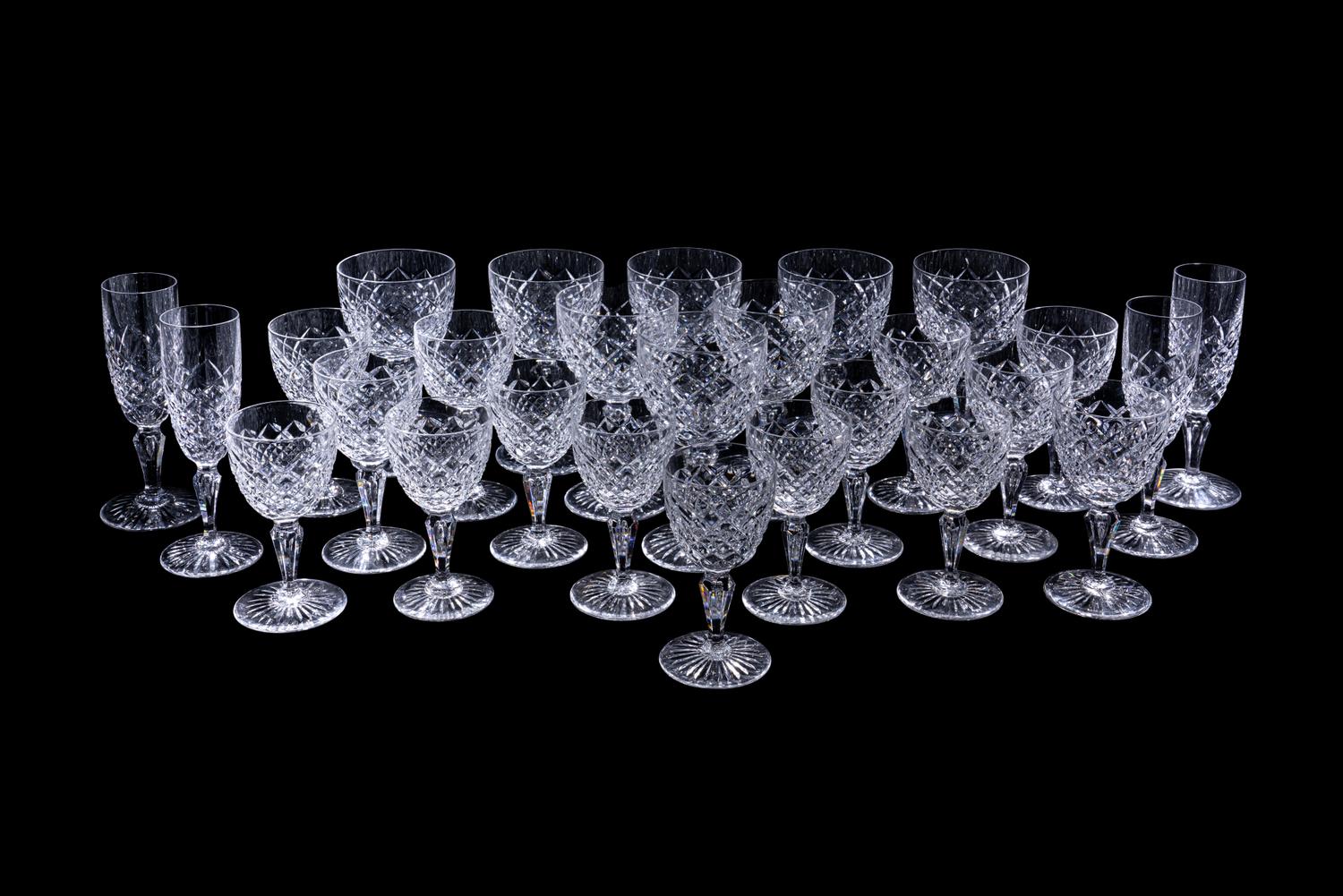 A Val St. Lambert Cut Glass Stemware Service