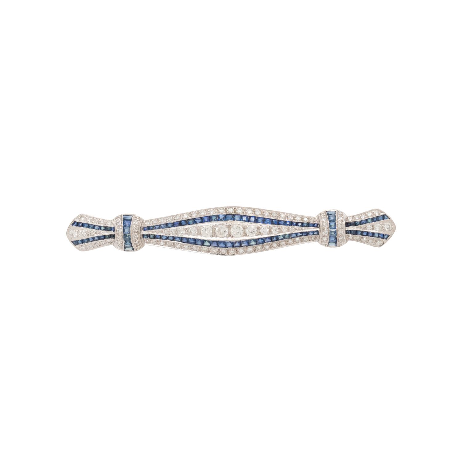 DIAMOND AND SAPPHIRE BAR PIN