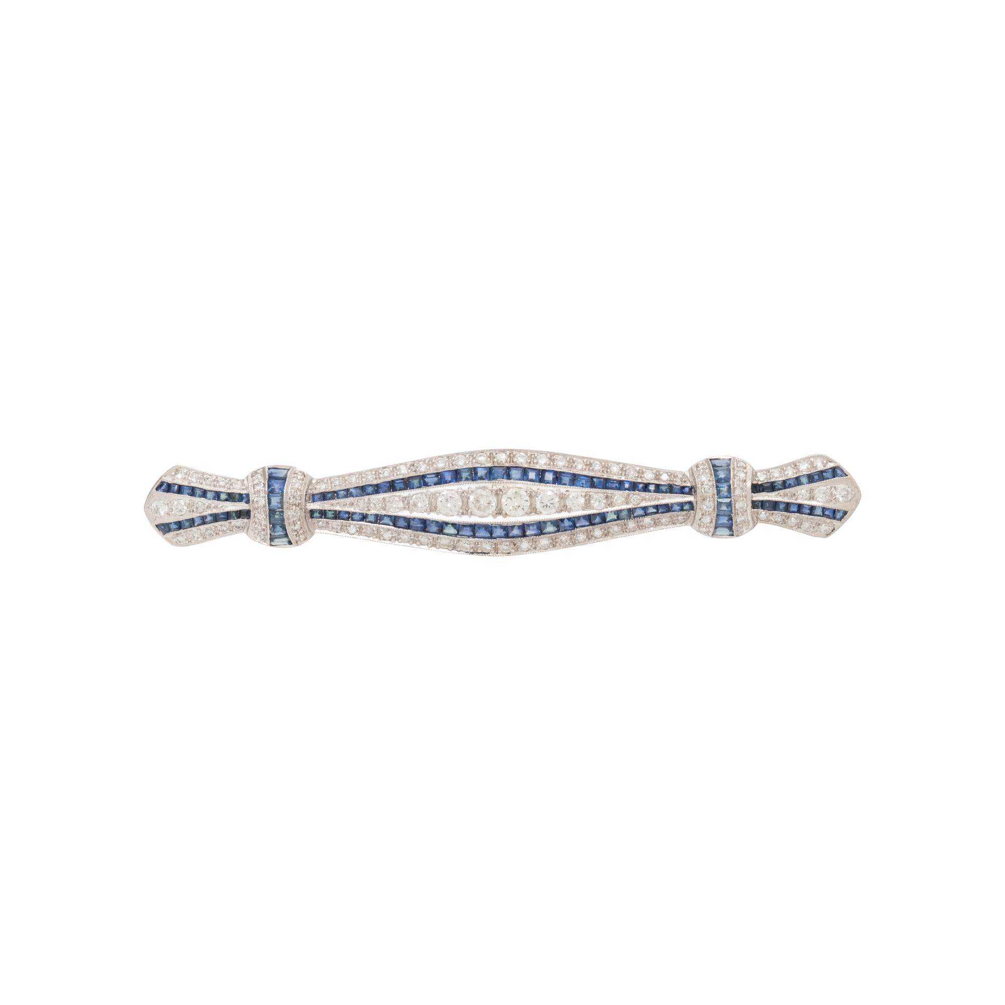 DIAMOND AND SAPPHIRE BAR PIN