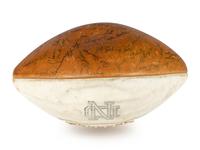 A 1970 Notre Dame Team Signed Autograph Football and Ara Parseghian Signed Large Format Photograph (Beckett Authentication Services BAS Certified)