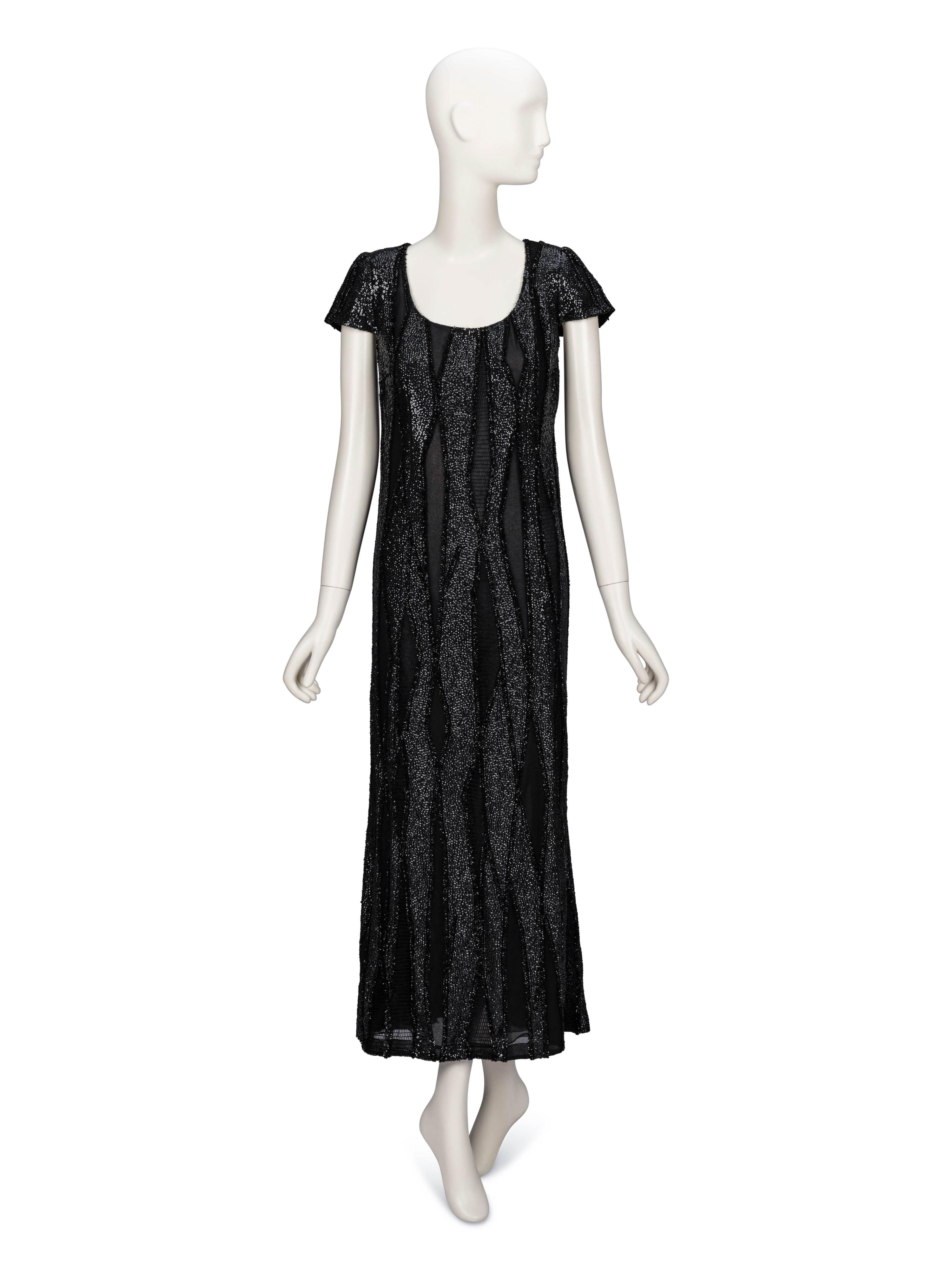 Valentino Couture, Haute Couture Black Beaded Column Gown
