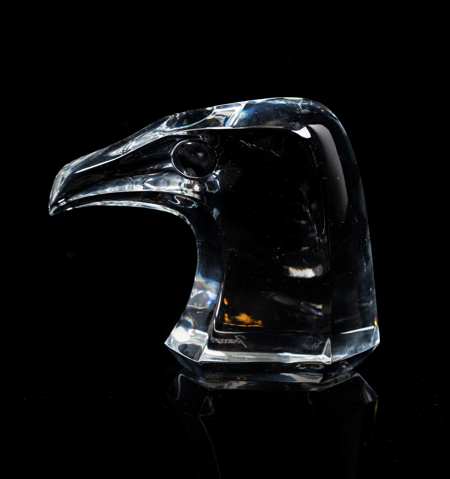 A Baccarat Eagle Head Height 3 3/8 inches.