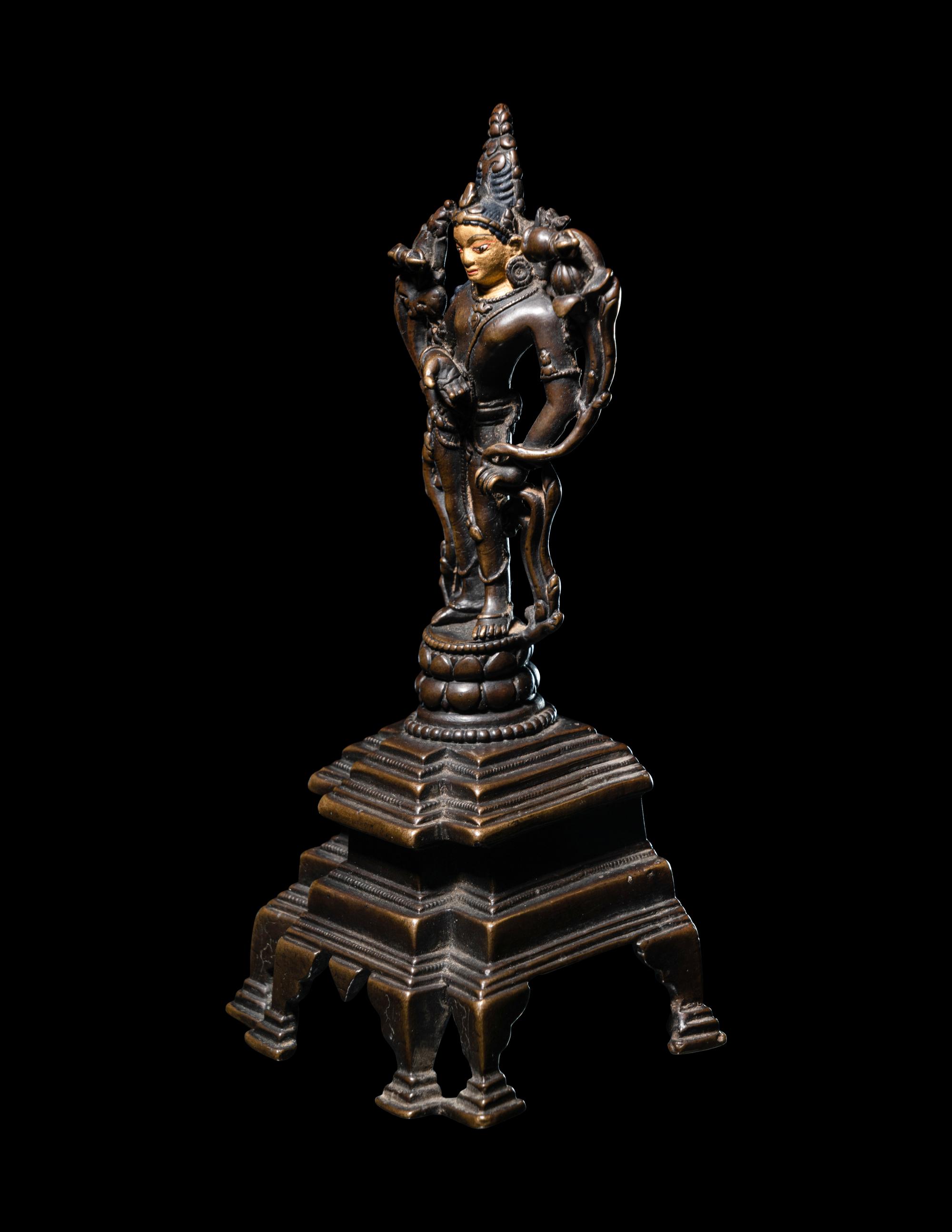 A Indian Partial Gilt Bronze Figure of Shiva