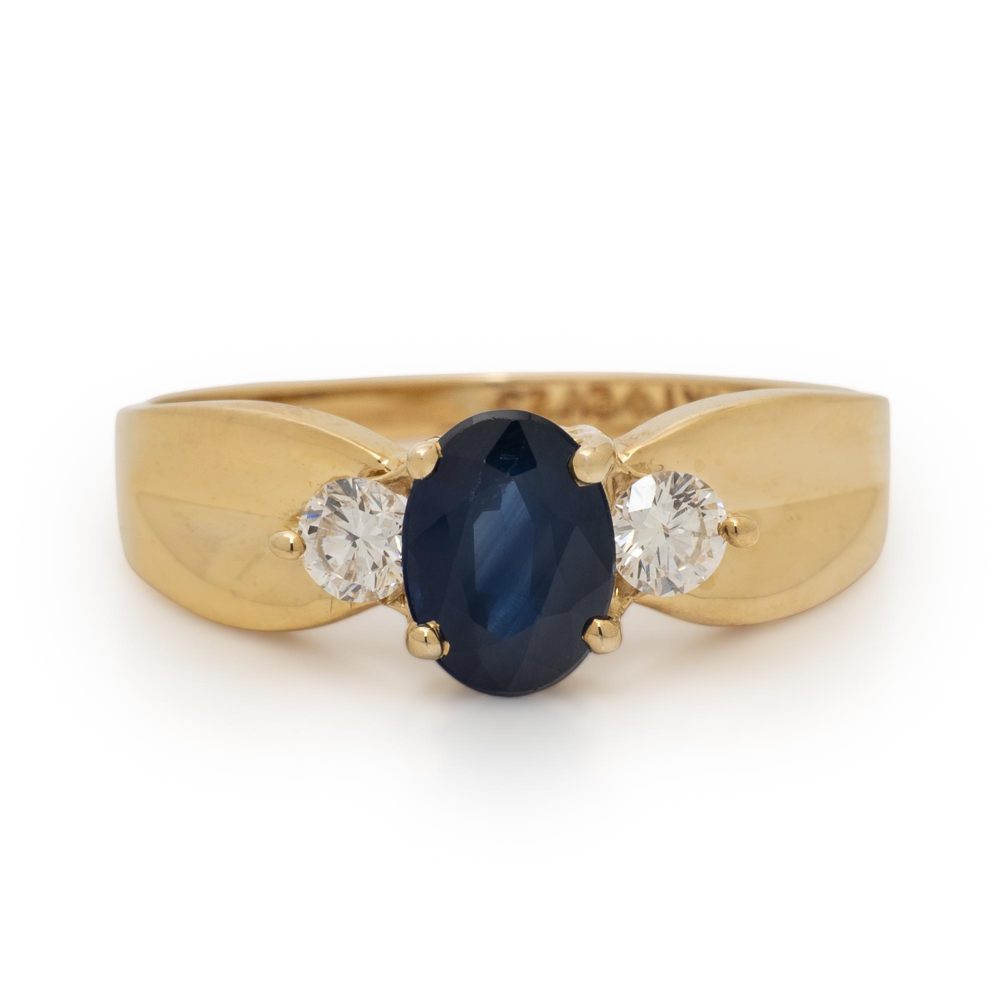 Sapphire, Diamond, and Yellow Gold Ring