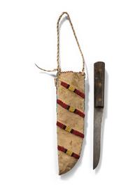 Sioux Beaded Buffalo Hide Knife Sheath