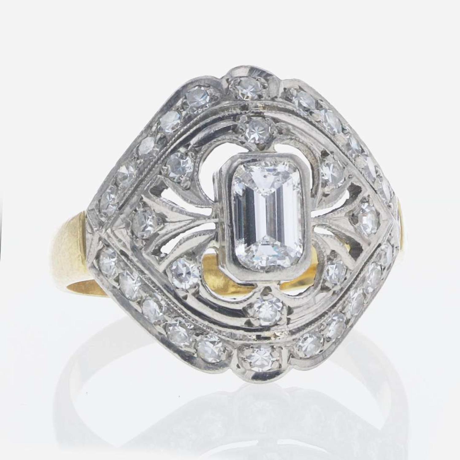 An 18K Gold and Diamond Russian Ring