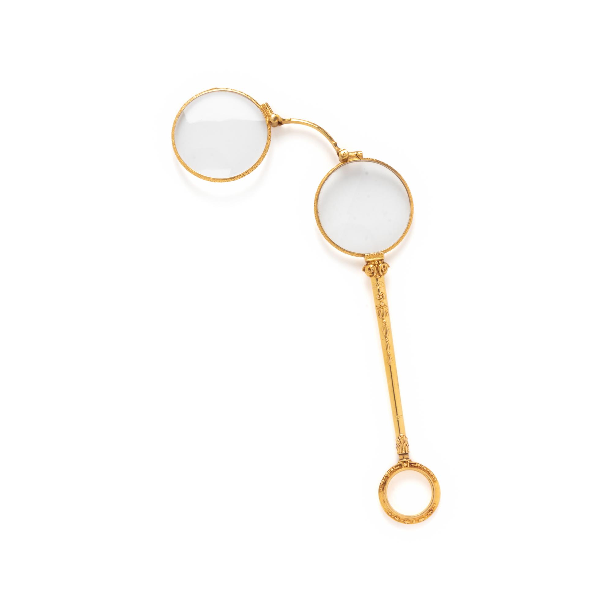 FRENCH, YELLOW GOLD LORGNETTE