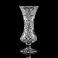 A J. Hoare Brilliant-Cut Glass Pedestal Vase, Possibly in the Monarch Pattern