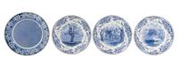 Four Creil Transfer Decorated Plates Diameter of largest 8 3/8 inches.