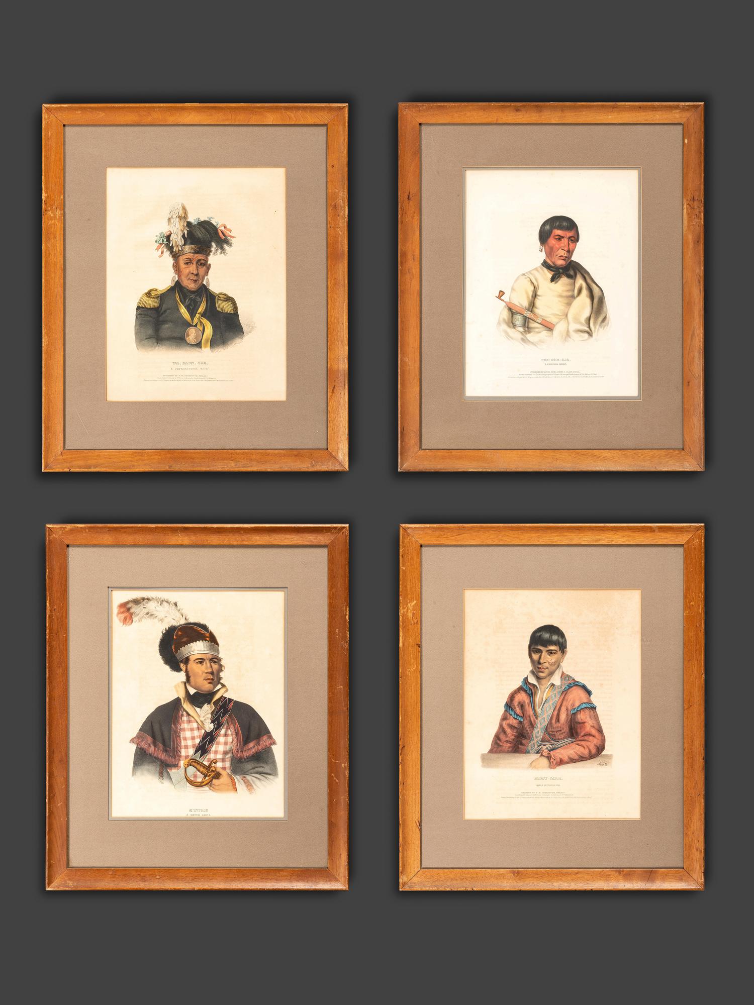 Four Hand-Colored Lithographs by McKenney and Hall