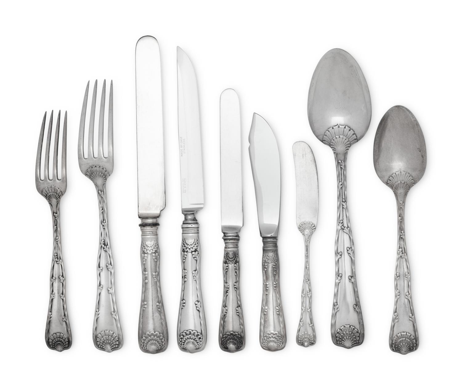 A Tiffany and Co. Wave Edge Silver Flatware Service