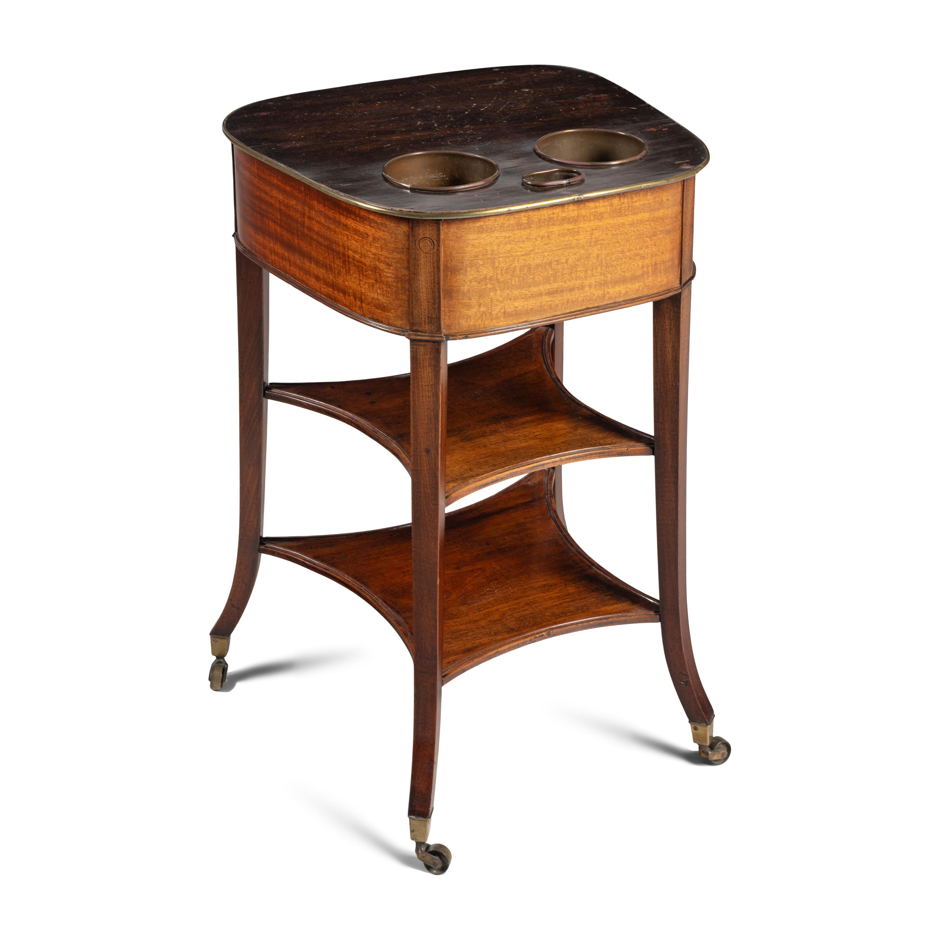 An Edwardian Brass Banded Mahogany Wine Table