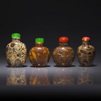 Four Chinese Puddingstone Snuff Bottles 抱子石鼻烟壺四支