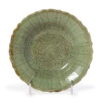 A Celadon Crackled Glazed Porcelain Floriform Dish
