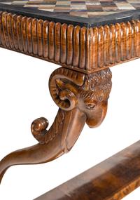 A Near Pair of North European Neoclassical Walnut Console Tables