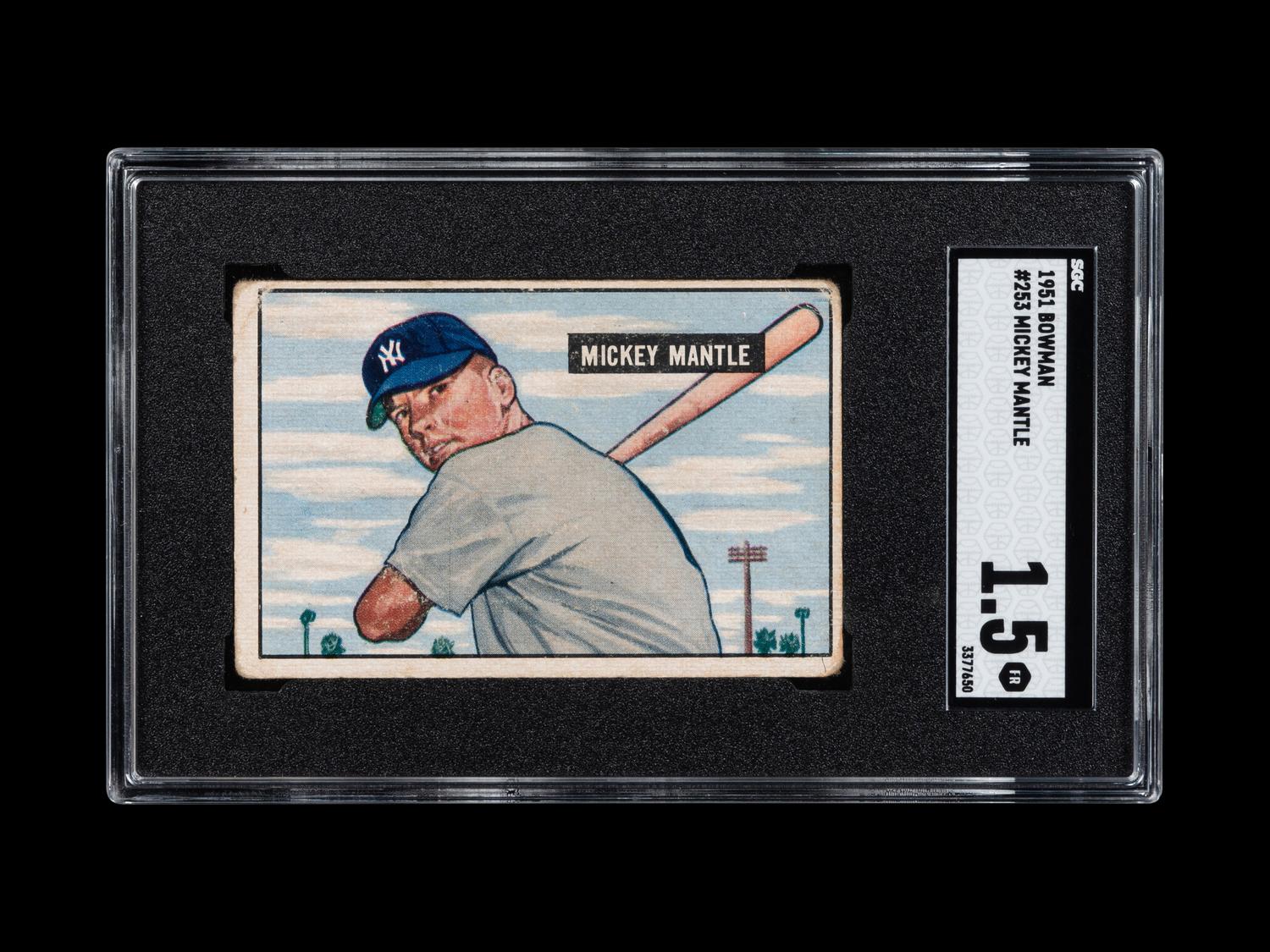 A 1951 Bowman Mickey Mantle Rookie Baseball Card No. 253 (SGC 1.5)