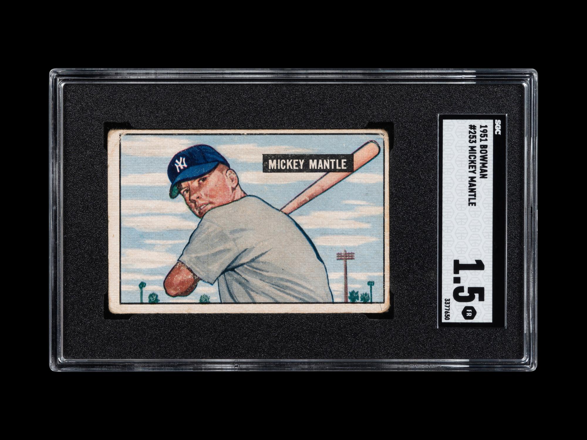 A 1951 Bowman Mickey Mantle Rookie Baseball Card No. 253 (SGC 1.5)