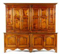 A Louis XV Provincial Walnut Meuble a Deux Corps Height 99 3/8 x width 108 1/4 x depth 21 1/4 inches. — LATE 18TH/EARLY 19TH CENTURY