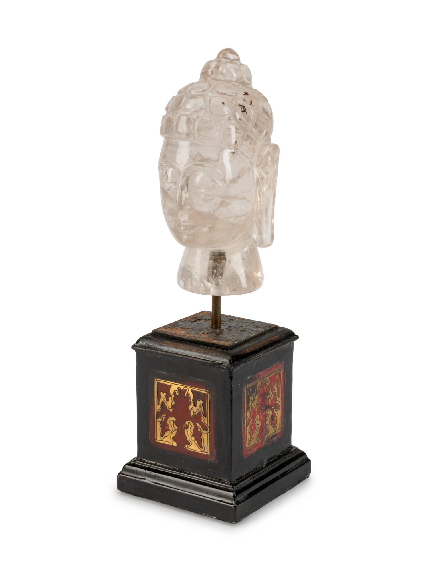 A Carved Rock Crystal Head of Buddha