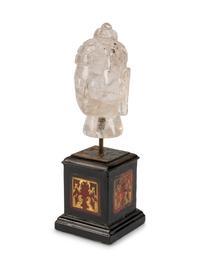A Carved Rock Crystal Head of Buddha