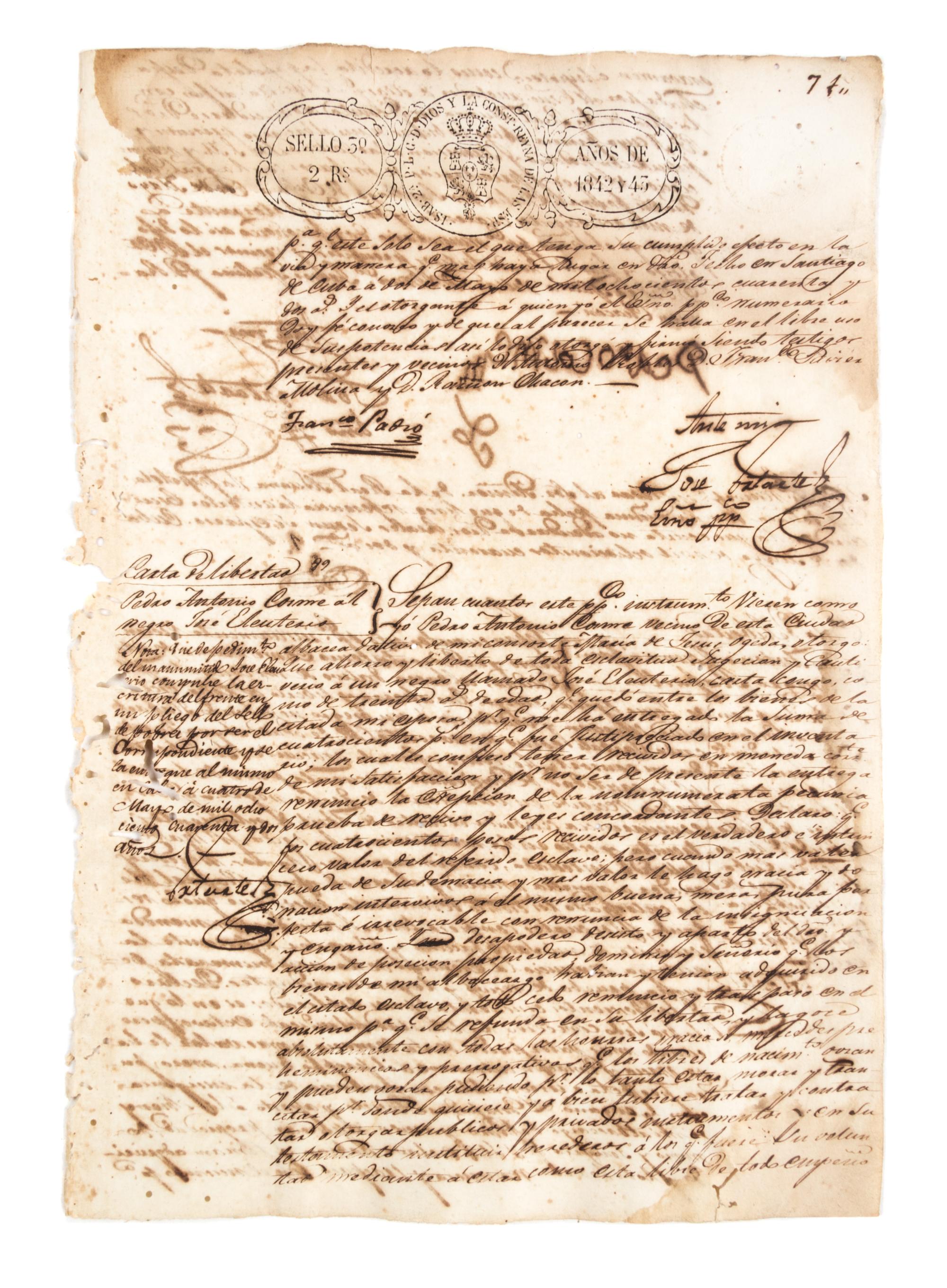 (CUBA) Six documents relating to the Chinese slave trade in Cuba.