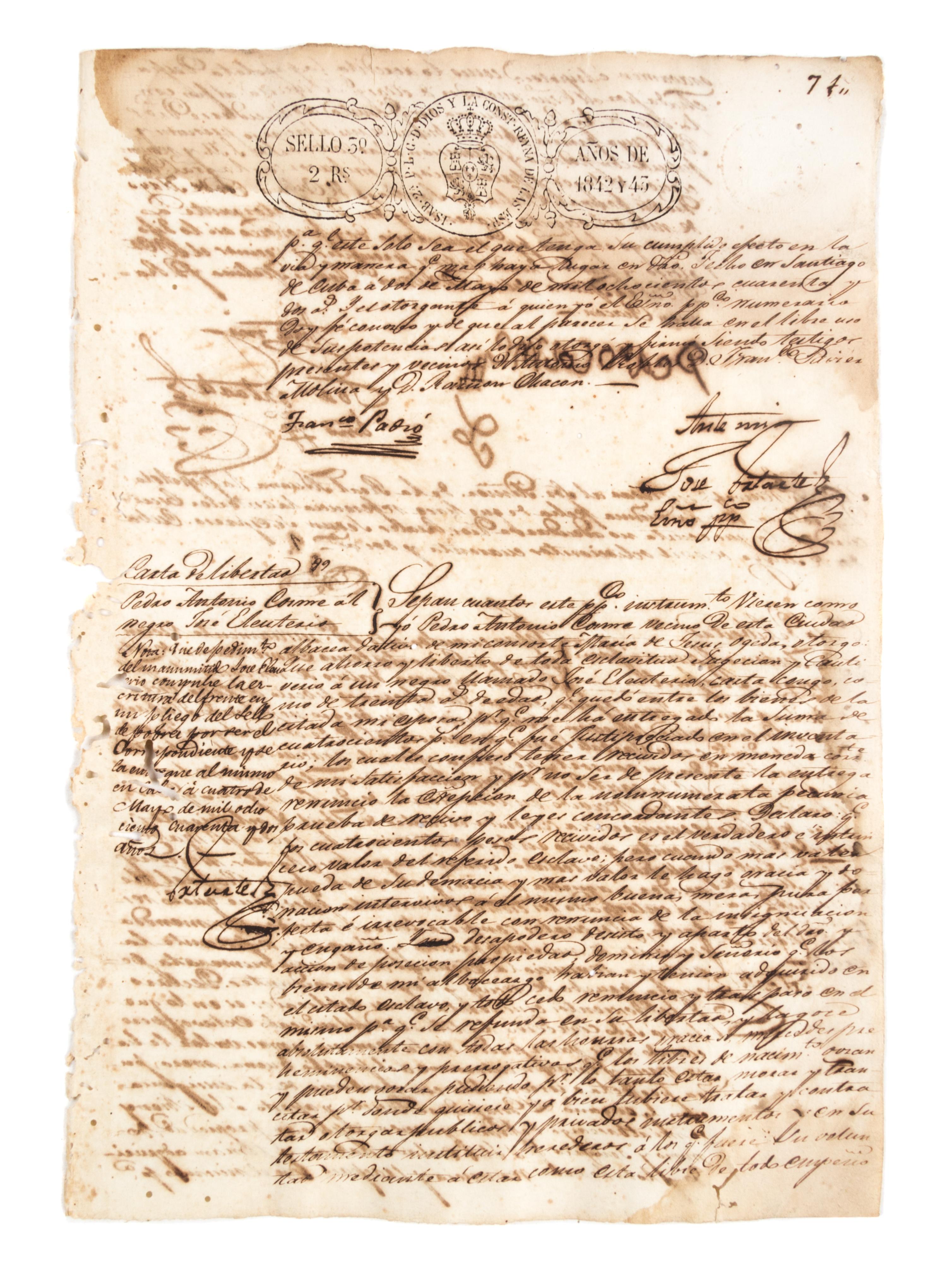 (CUBA) Six documents relating to the Chinese slave trade in Cuba.