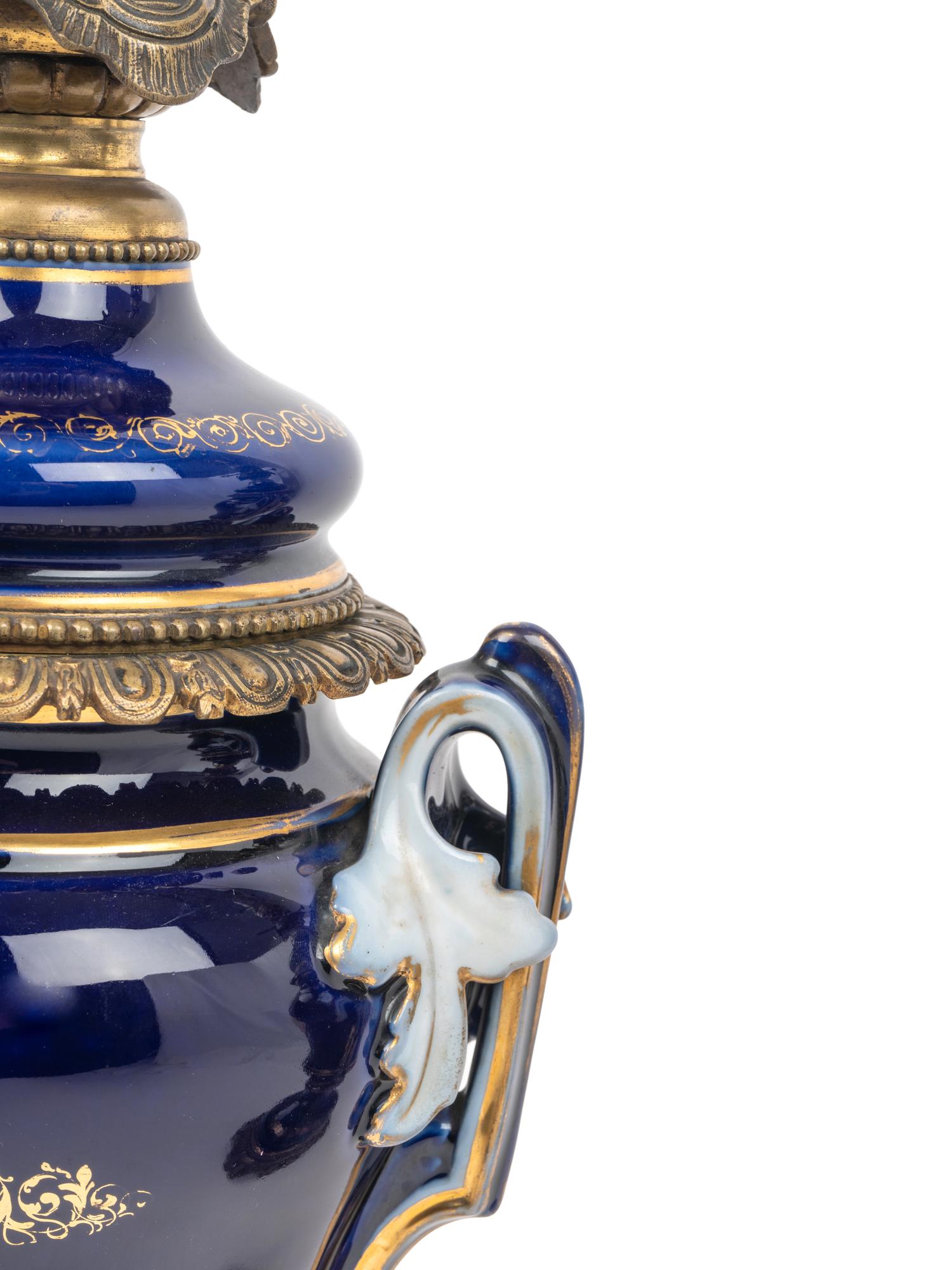 A Pair of French Porcelain Oil Lamps Converted to Electricity