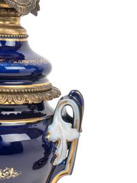 A Pair of French Porcelain Oil Lamps Converted to Electricity