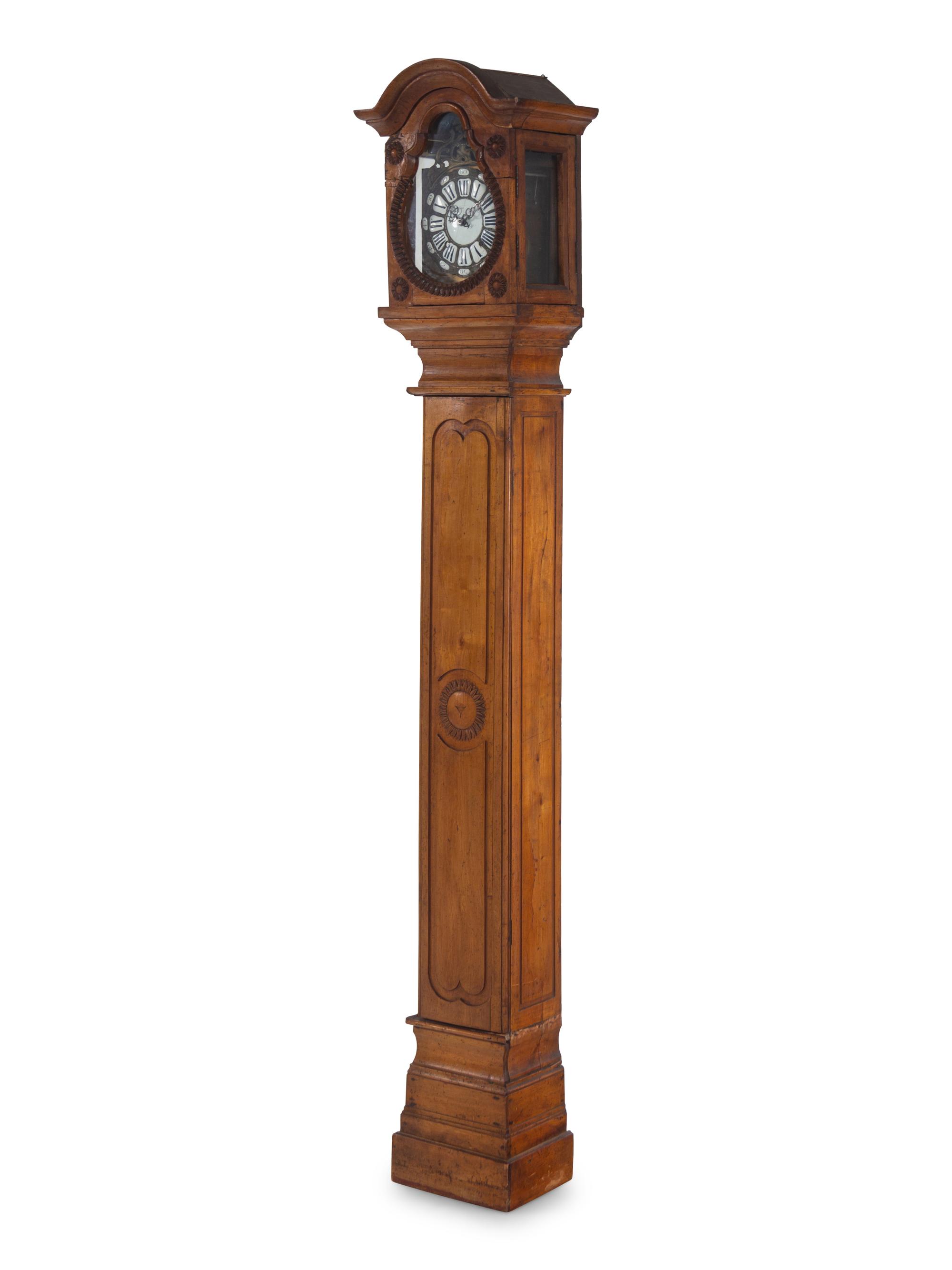 A Louis XV Povincial Fruitwood Case Clock