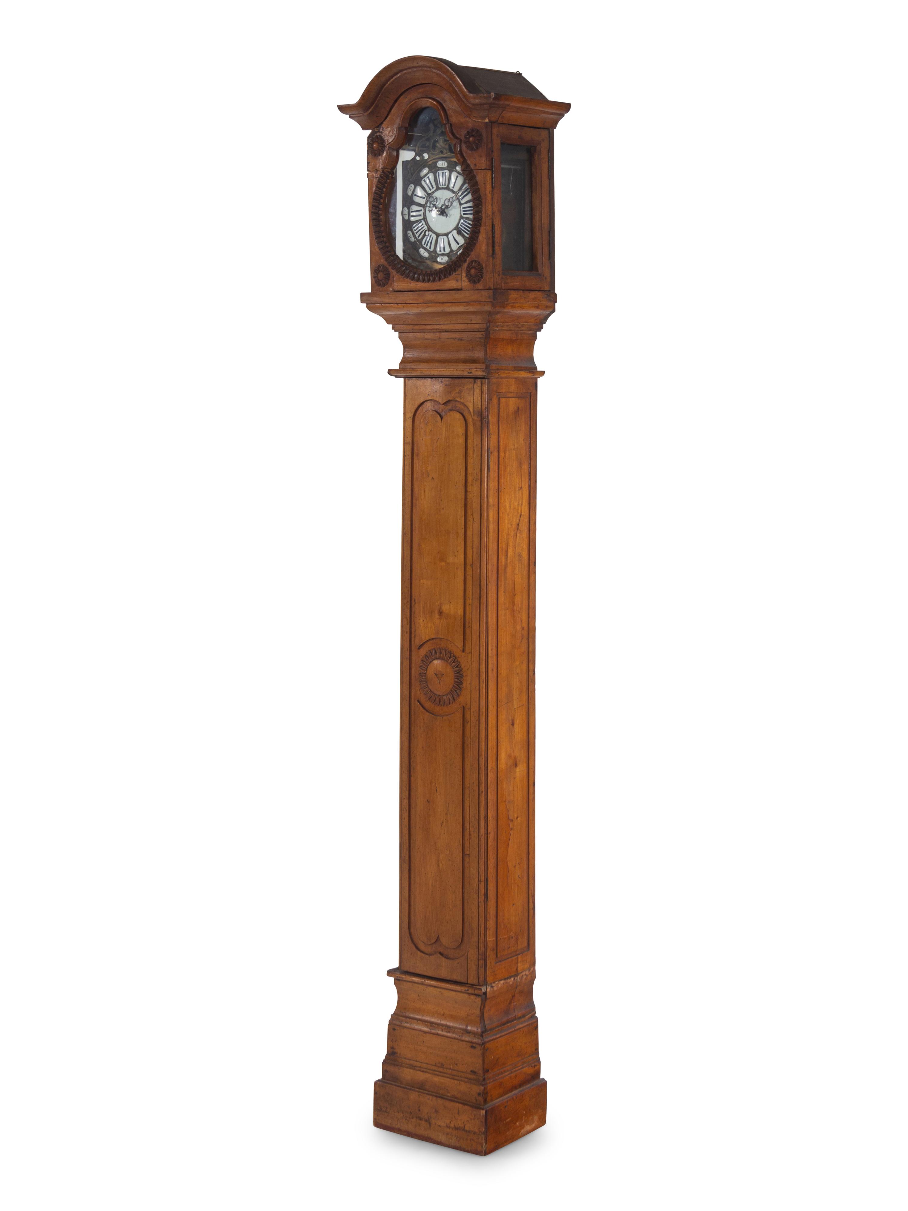 A Louis XV Povincial Fruitwood Case Clock