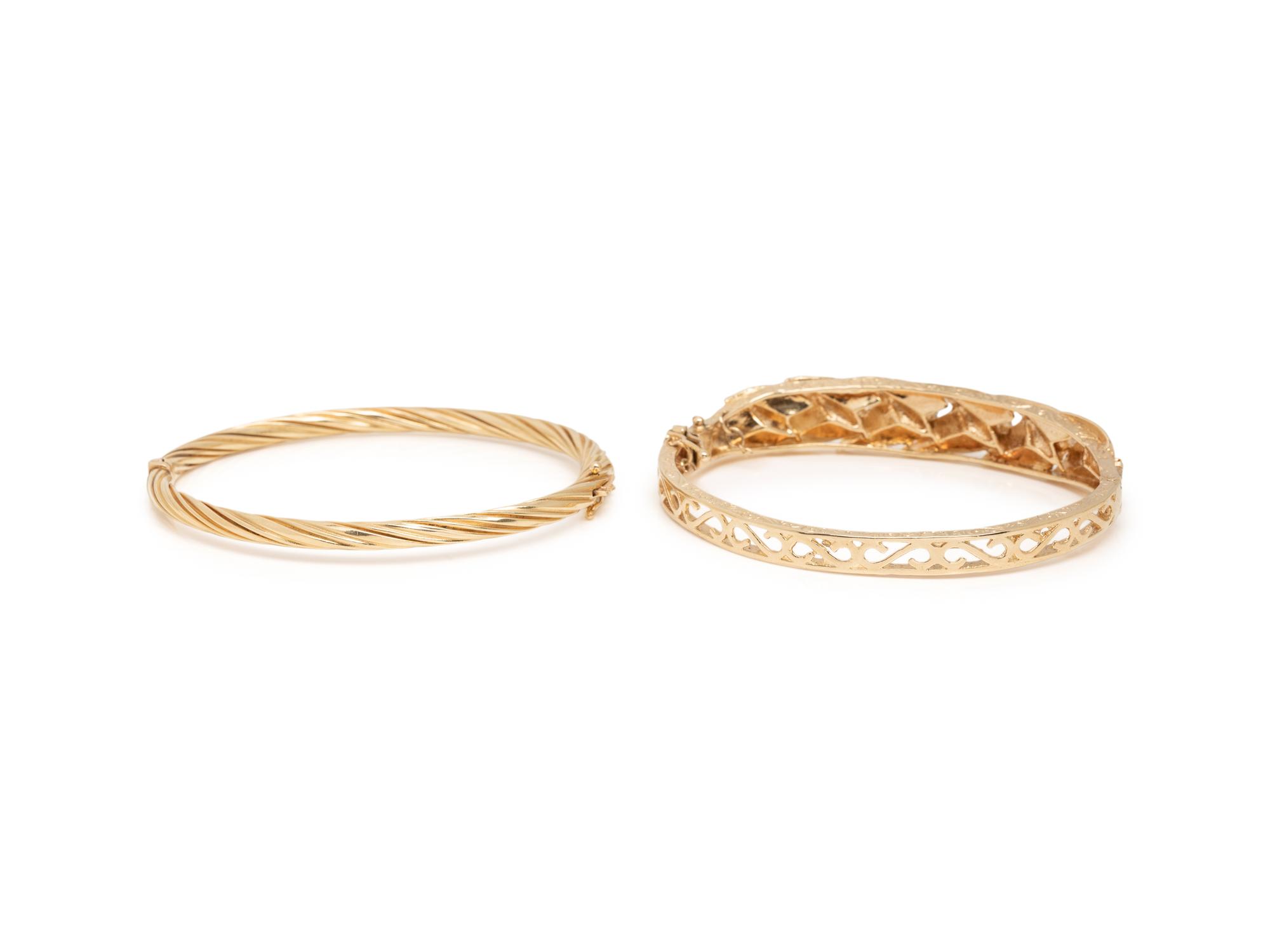 COLLECTION OF YELLOW GOLD BANGLE BRACELETS