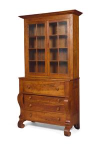 A Classical Tiger Maple Secretary Bookcase