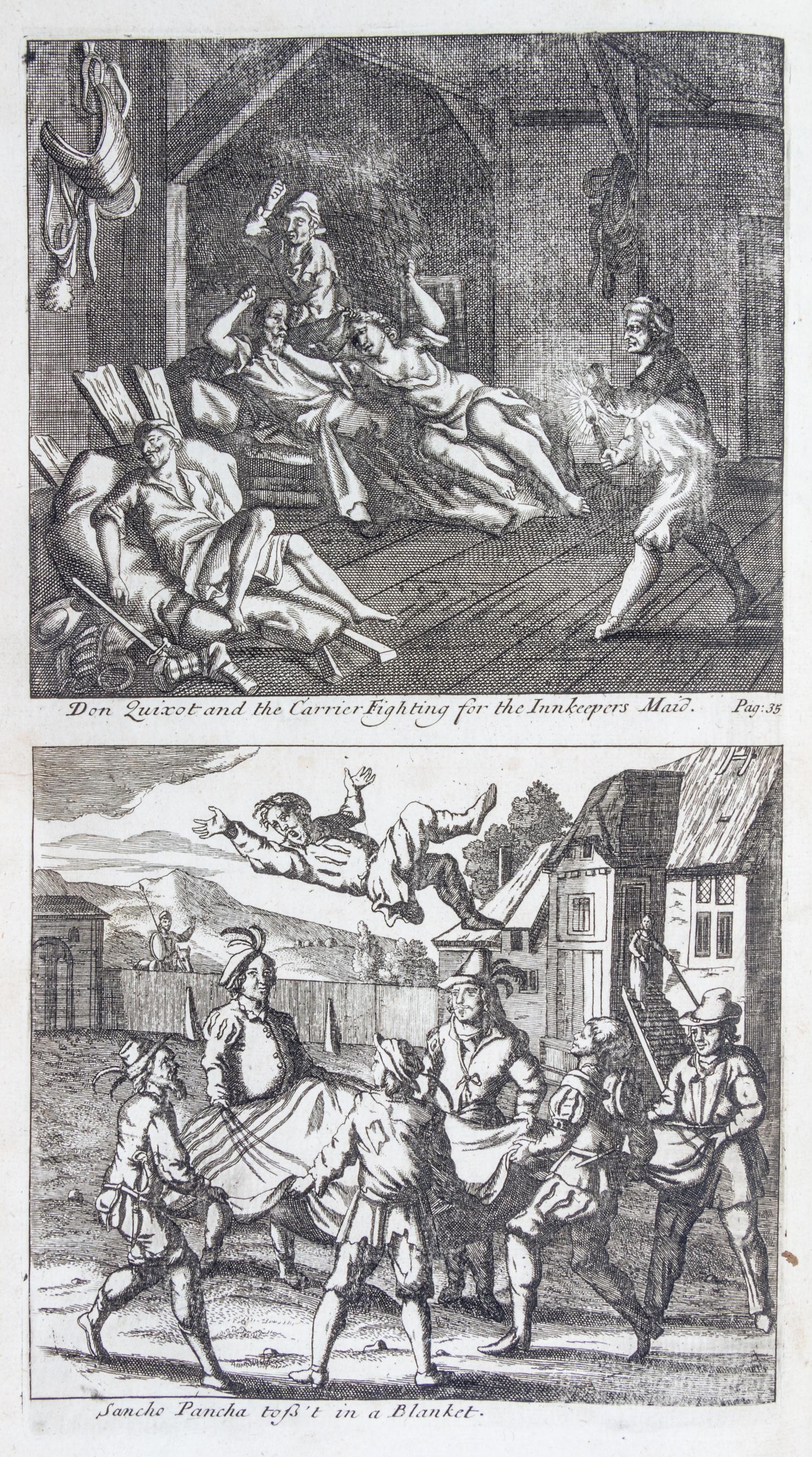 CERVANTES SAAVEDRA, MIGUEL DE. The History of the most Renowned Don Quixote of Mancha. London, 1687. First illustrated editio in Englis