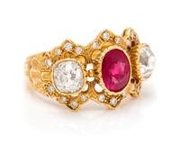 An 18 Karat Yellow Gold, Burmese Ruby and Diamond Ring, Mario Buccellati, 5.65 dwts.
