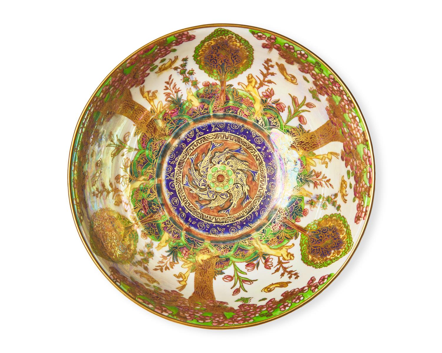 A Wedgwood Fairyland Lustre 'Hares, Dogs and Birds Pattern' Imperial Bowl
