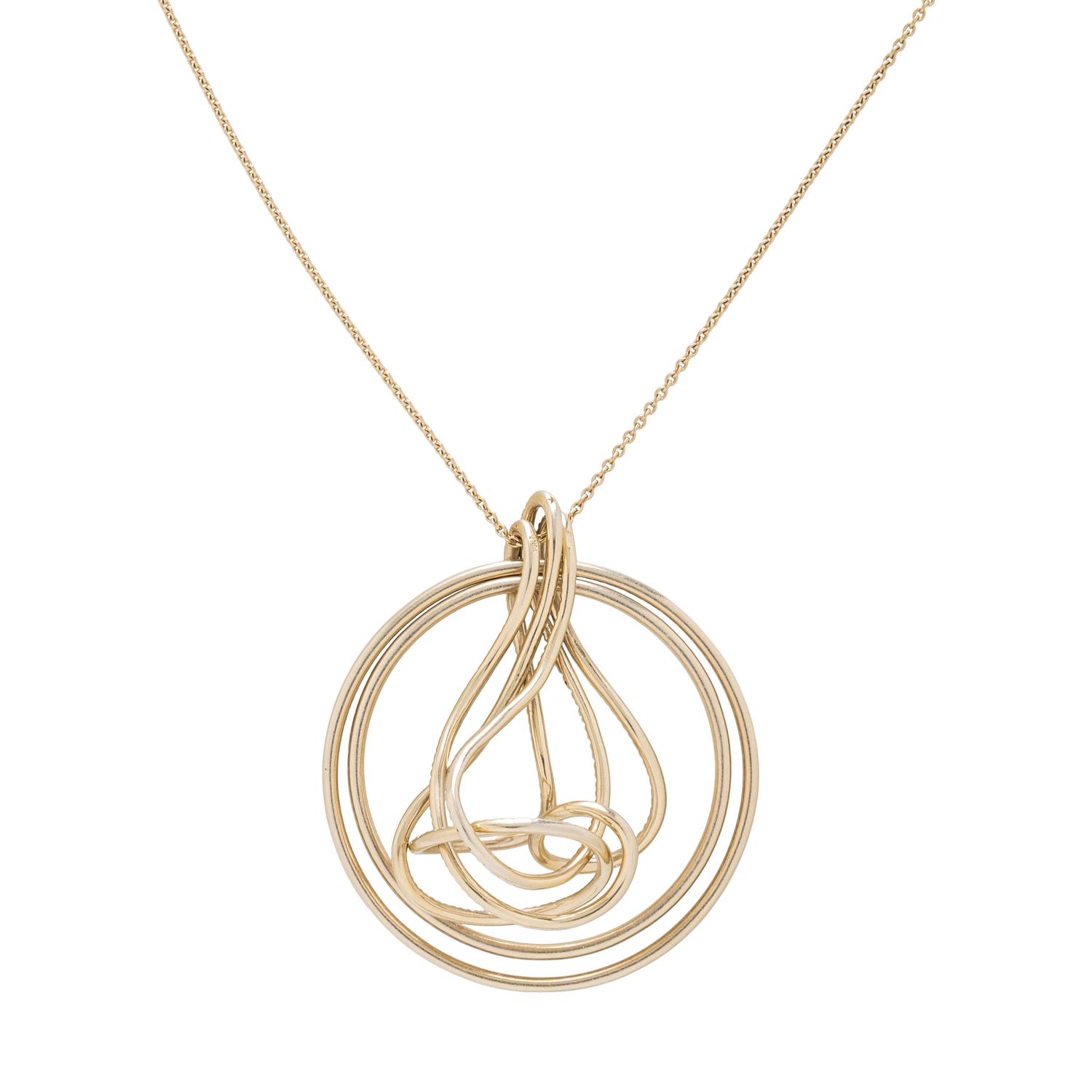 YELLOW GOLD AND DIAMOND SCULPTURAL PENDANT NECKLACE